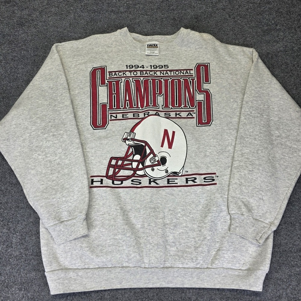 VTG Nebraska Cornhuskers National Champions 94-95 Crewneck Sweater XL Tultex Euc